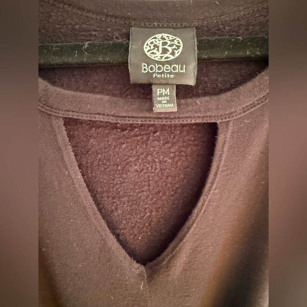 Bobeau Black Tie Front Sweatshirt Size Petite Medium - Picture 3 of 4